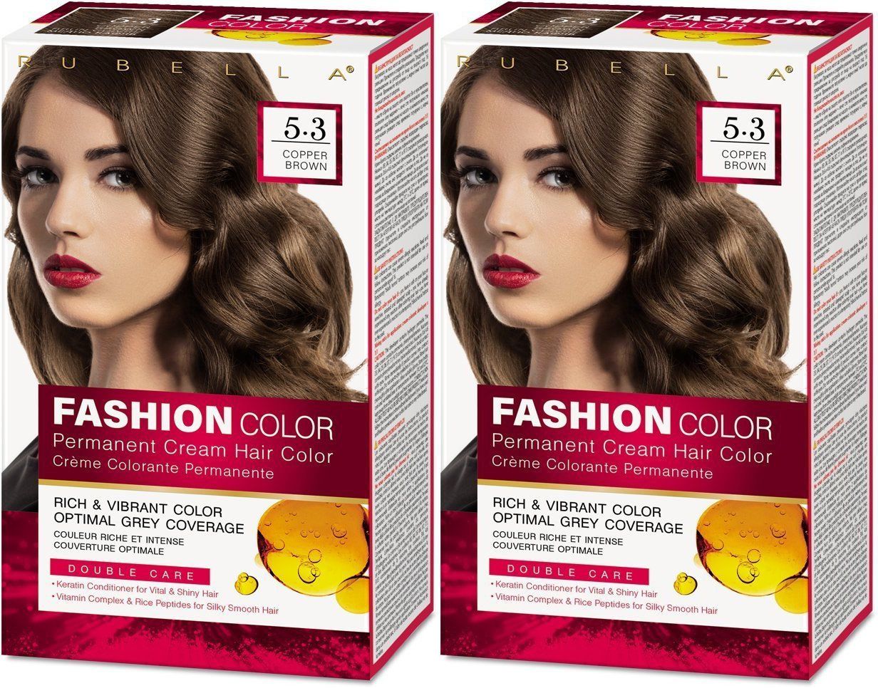 Стойкая крем-краска для волос Rubella, Fashion Color 5.3 Медно-коричневый, 50 мл, 2 шт