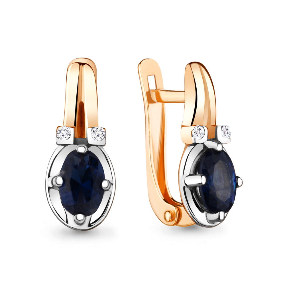 

Серьги из серебра с фианитом/сапфиром искусственным Aquamarine 48257Б_925_з, 48257Б_925_з