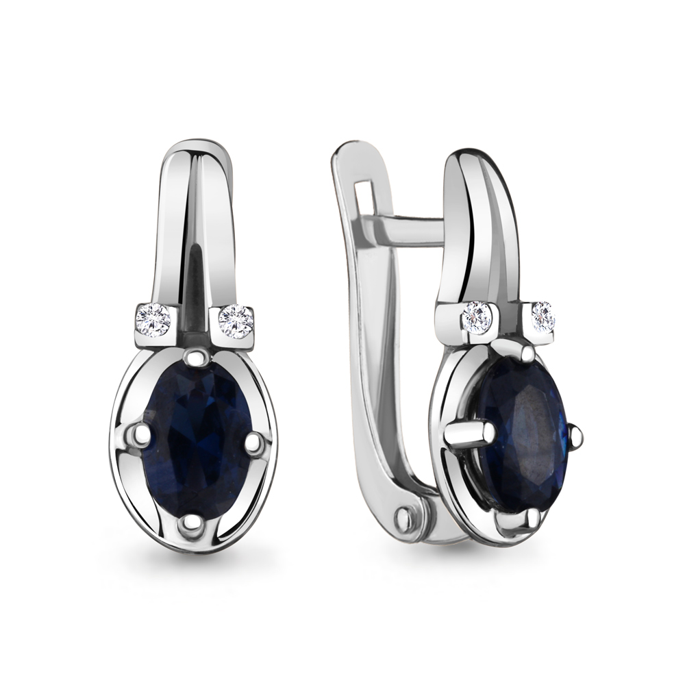 

Серьги из серебра с фианитом/сапфиром искусственным Aquamarine 48257Б_925_р, 48257Б_925_р