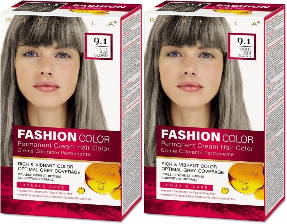 Стойкая крем-краска для волос Rubella,Fashion Color 9.1 Светло-пепельн.блондин, 50 мл, 2шт