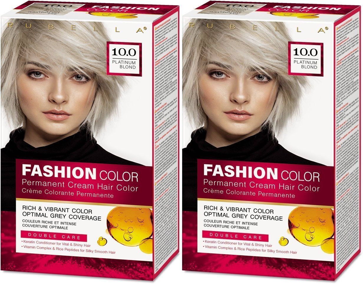 Стойкая крем-краска для волос Rubella, Fashion Color 10.0 Платиновый блонд, 50 мл, 2 шт