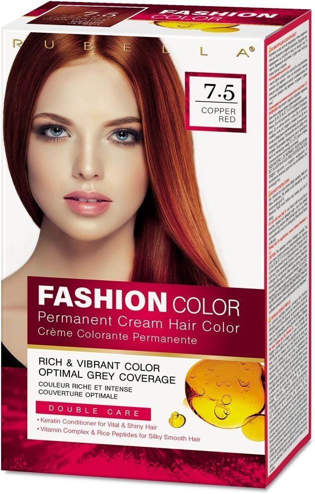 Стойкая крем-краска для волос Rubella, Fashion Color 7.5 Медно-красный, 50 мл стойкая крем краска для волос rubella fashion color 3 0 темный шоколад 50 мл 2 шт