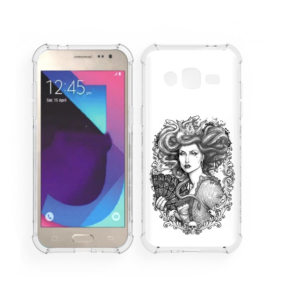 

Чехол MyPads Tocco для Samsung Galaxy J2 медуза черно белый (PT226924.572.472), Прозрачный, Tocco