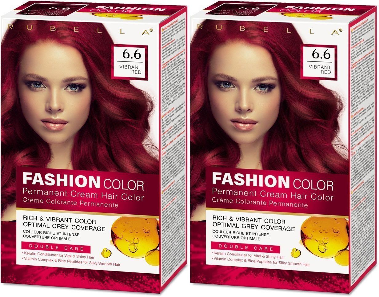 Стойкая крем-краска для волос Rubella, Fashion Color 6.6 Яркий красный, 50 мл, 2 шт