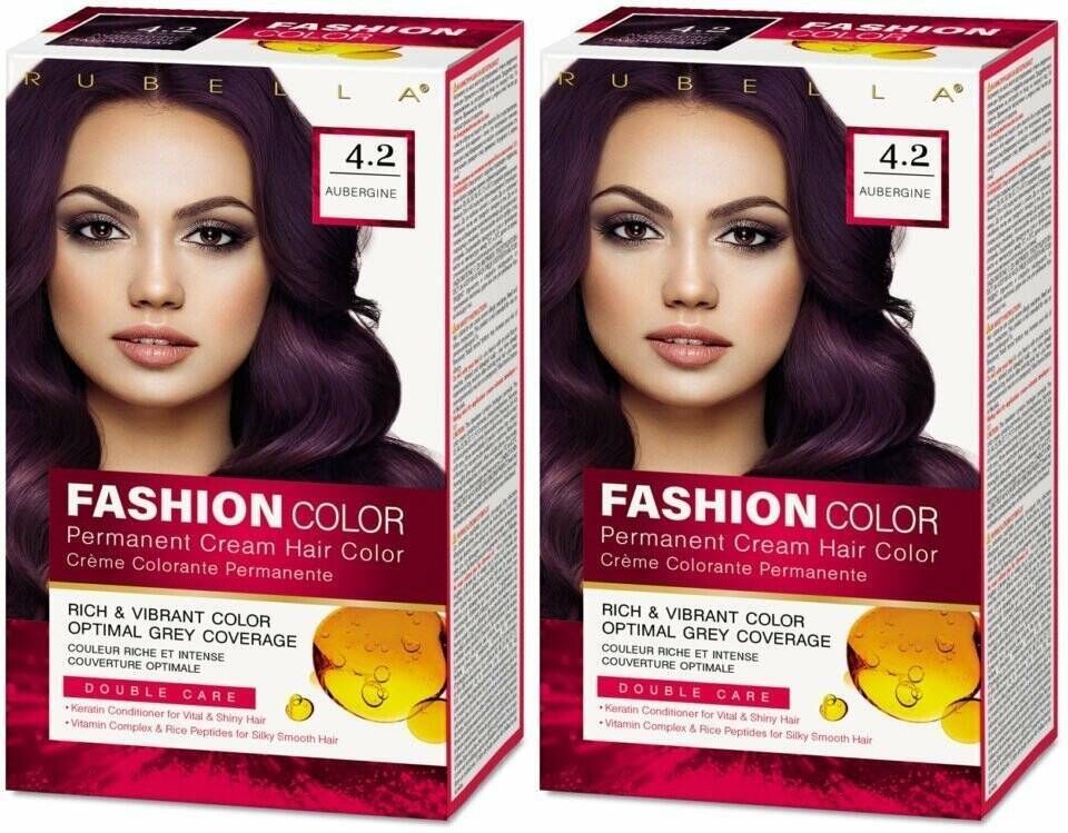 Стойкая крем-краска для волос Rubella, Fashion Color 4.2 Баклажан, 50 мл, 2 шт