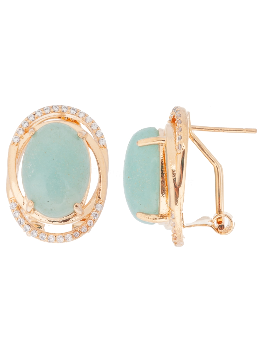 

Серьги из бижутерного сплава Lotus Jewelry 3043E-21am, амазонит/циркон, 3043E-21am