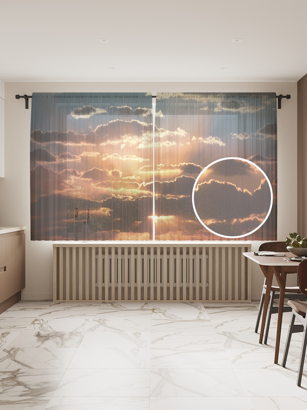 

Фототюль JoyArty "Облачные загадки", 145x180 см (2 полотна со шторной лентой + 50 крючков), Облачные загадки