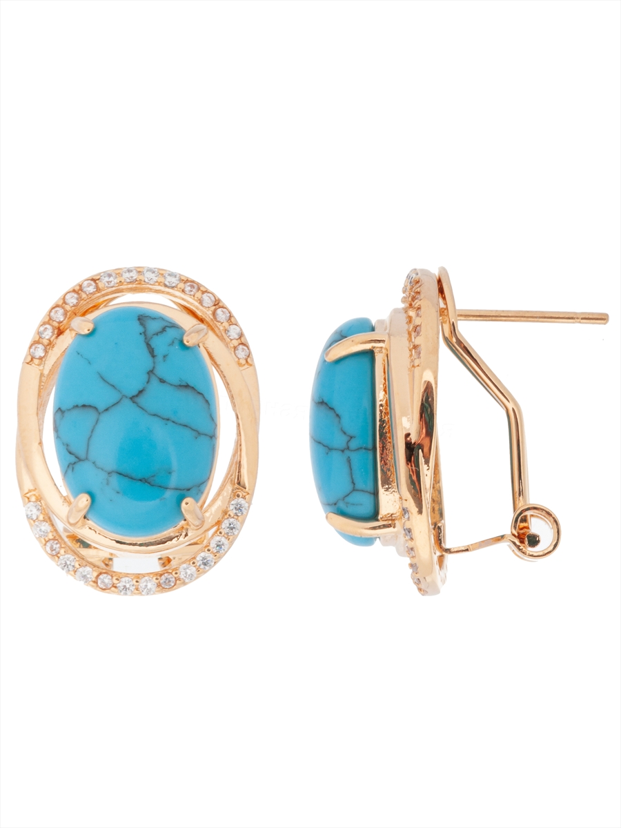 

Серьги из бижутерного сплава Lotus Jewelry 3043E-21tq, бирюза/циркон, 3043E-21tq
