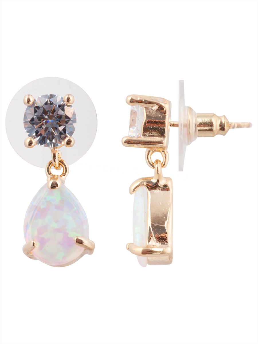 

Серьги из бижутерного сплава Lotus Jewelry 393E-40oj, опал/циркон, 393E-40oj