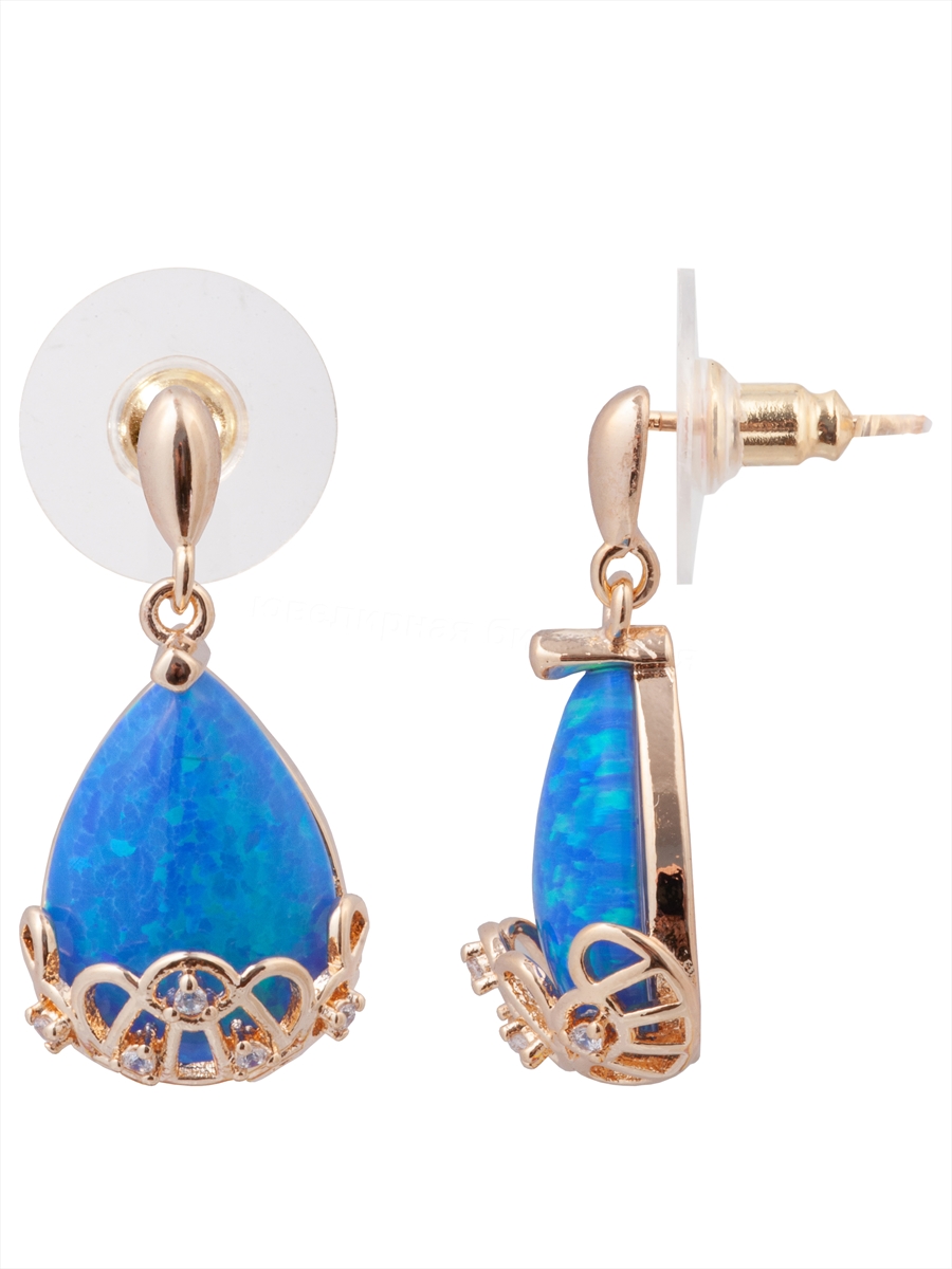 

Серьги подвески из бижутерного сплава Lotus Jewelry 3044E-23OJK5, опал/циркон, 3044E-23OJK5