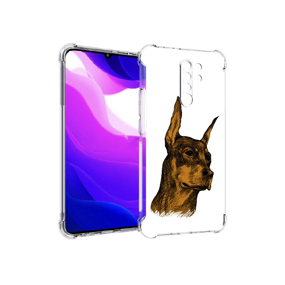 

Чехол MyPads Tocco для Xiaomi Redmi 9 скетч доберман (PT150826.259.605), Прозрачный, Tocco