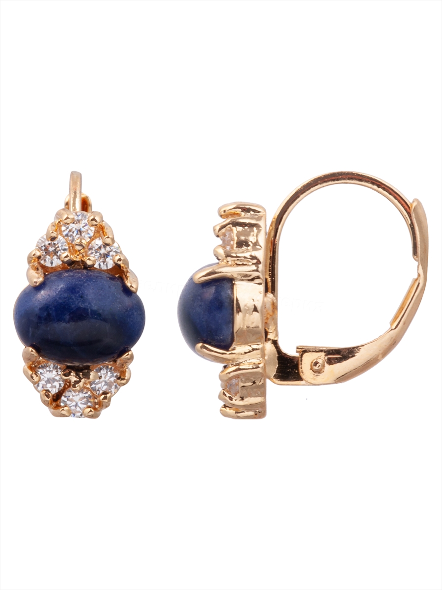 

Серьги из бижутерного сплава Lotus Jewelry 39E-24SOD, содалит/циркон, 39E-24SOD