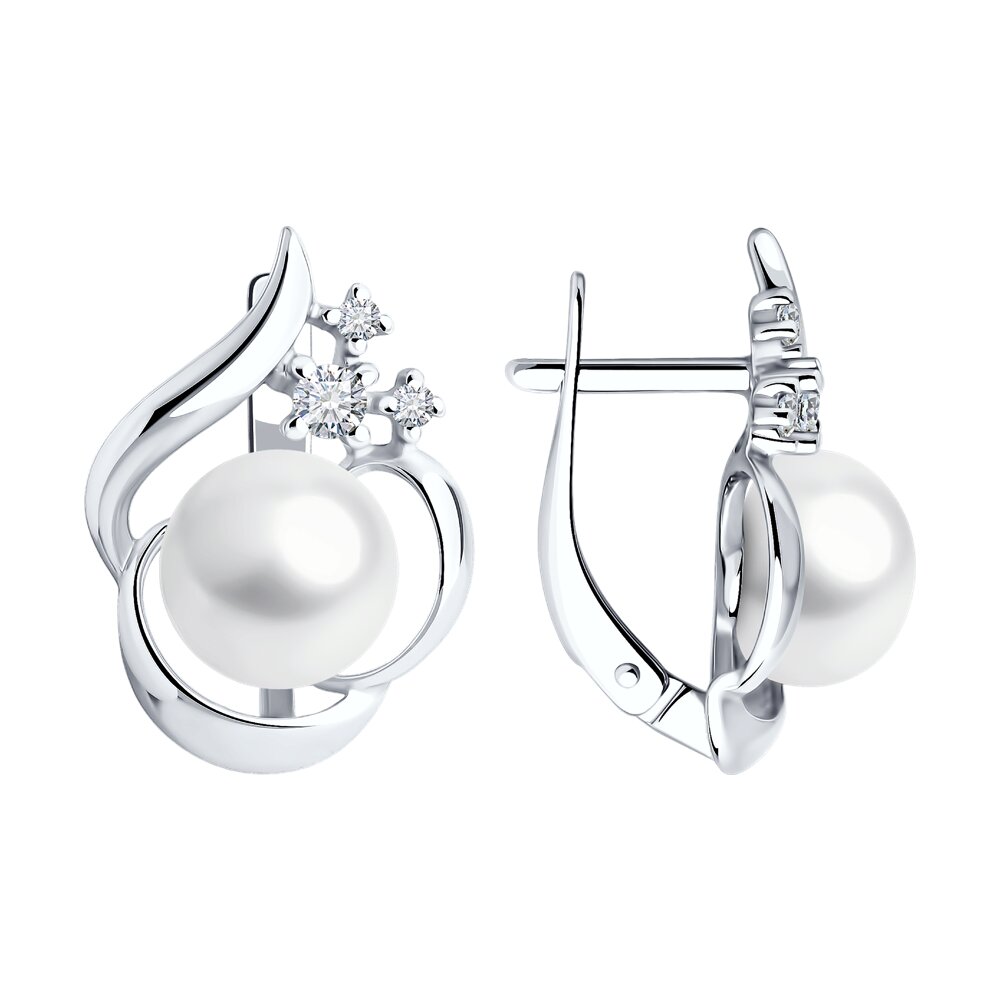

Серьги из серебра SOKOLOV 92022958, фианит/жемчуг культивированный, 92022958