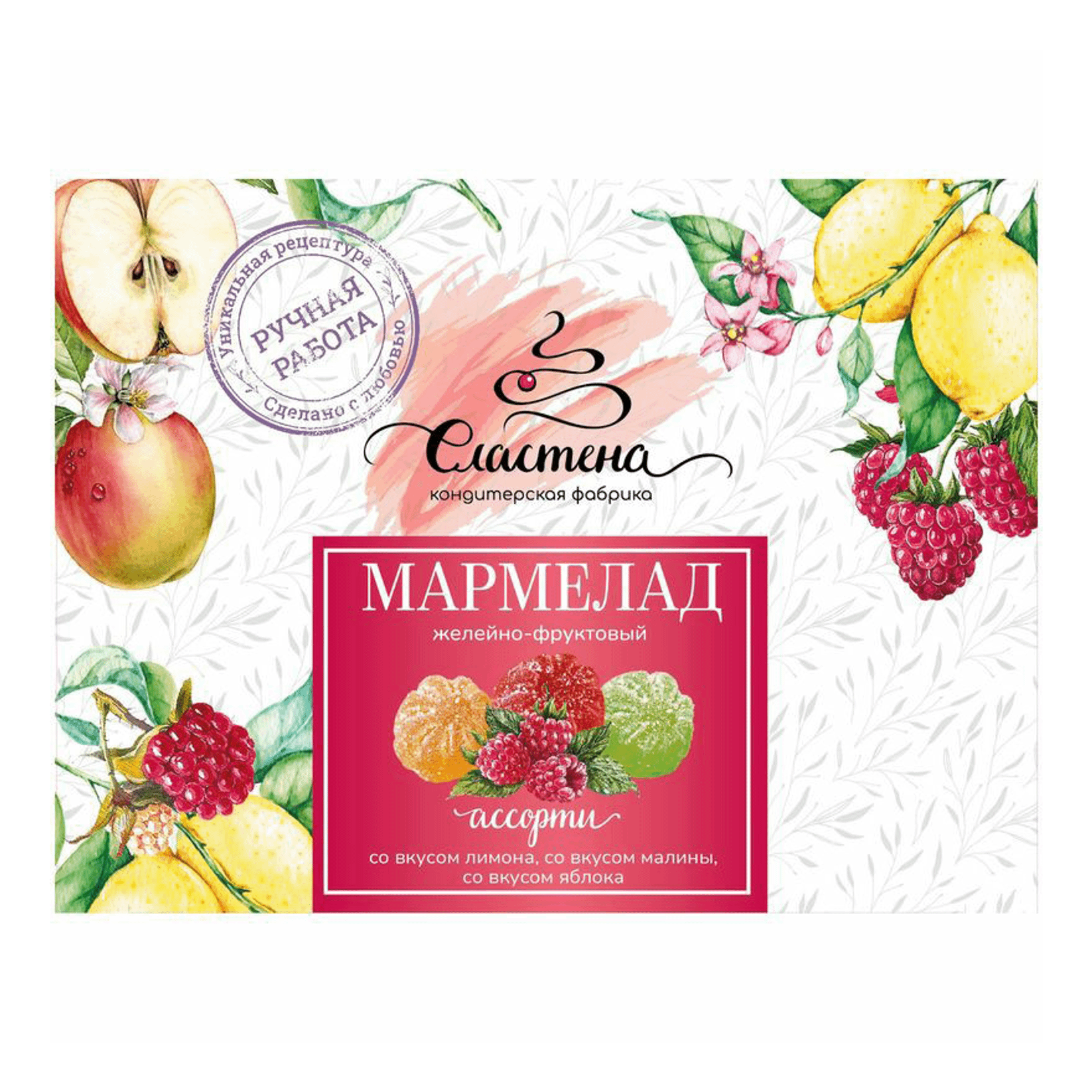 

Мармелад Сластена со вкусом лимон-малина-яблоко 250 г