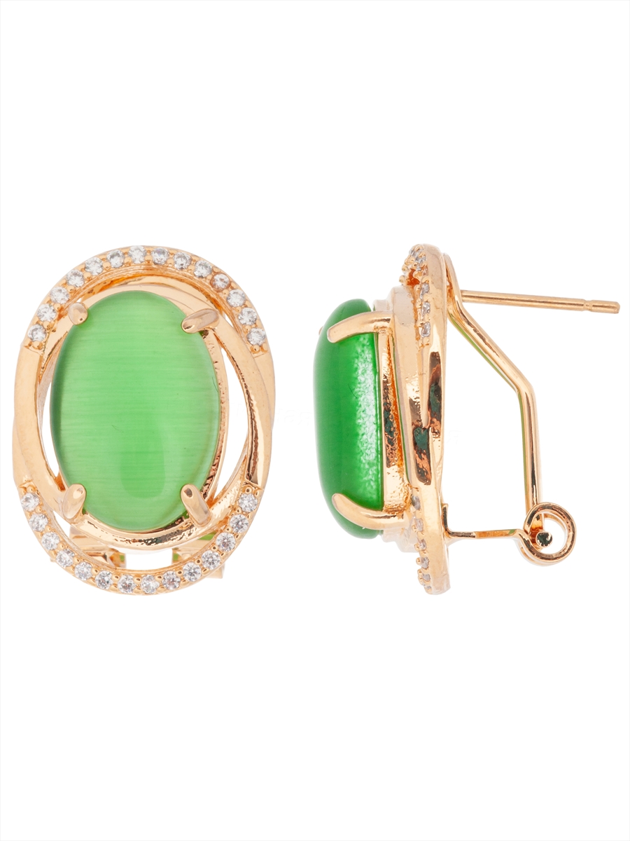 

Серьги из бижутерного сплава Lotus Jewelry 3043E-21Ca-g, кошачий глаз/циркон, 3043E-21Ca-g