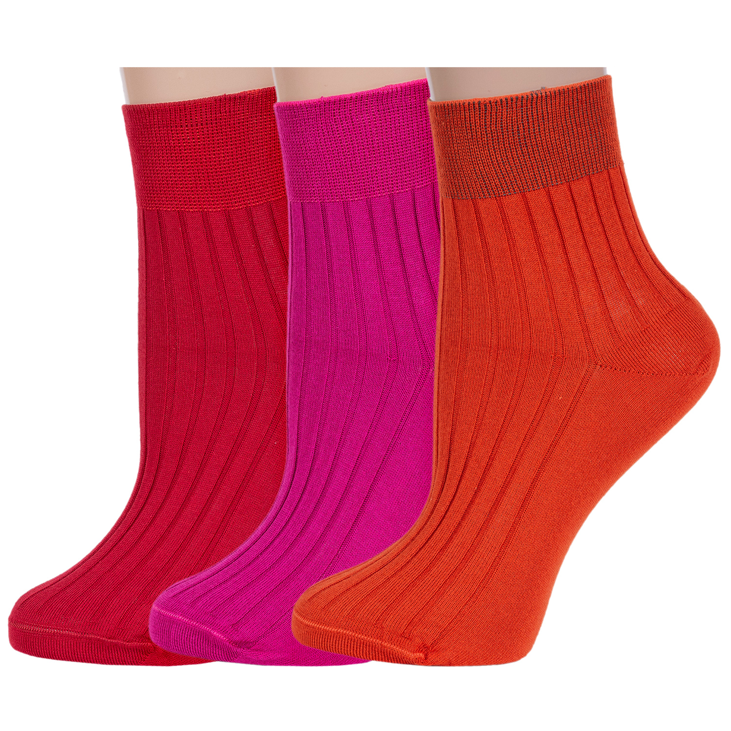 Комплект носков женских Rusocks 3-Ж3-11001 красных; розовых; оранжевых 25