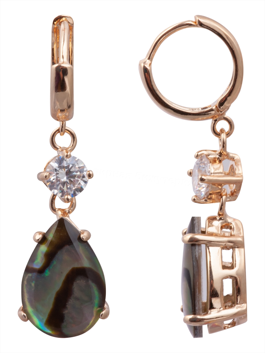 

Серьги из бижутерного сплава Lotus Jewelry 3019E-32AS, ракушка/циркон, 3019E-32AS