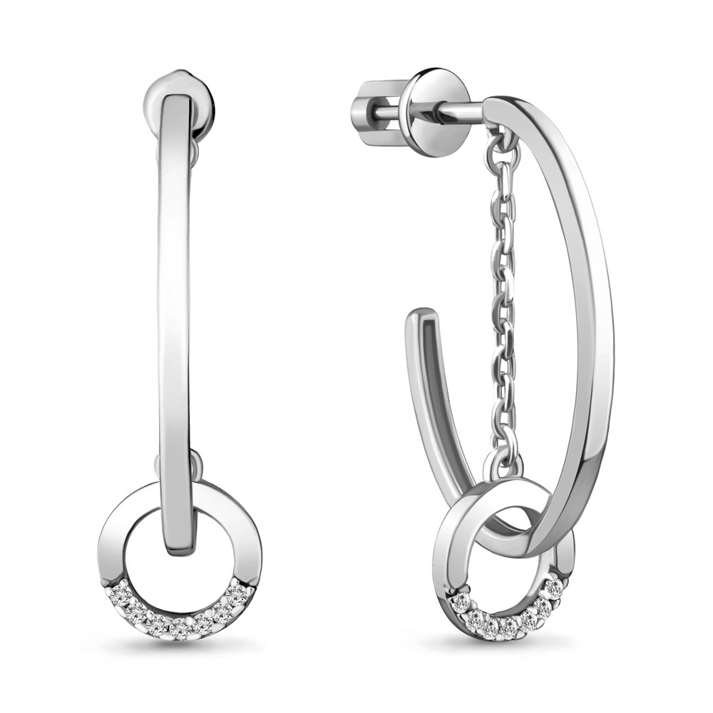 

Серьги подвески из серебра с фианитом Aquamarine 48268А_925_р, 48268А_925_р