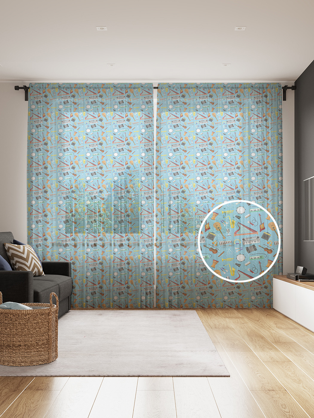 

Фототюль JoyArty "Саксофон и гитара", 145x265см (2 полотна со шторной лентой + 50 крючков), Саксофон и гитара