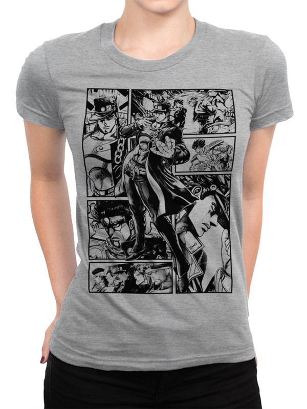 

Футболка женская Dream Shirts Аниме "JoJo's Bizarre Adventure" серая XS, Аниме "JoJo's Bizarre Adventure"