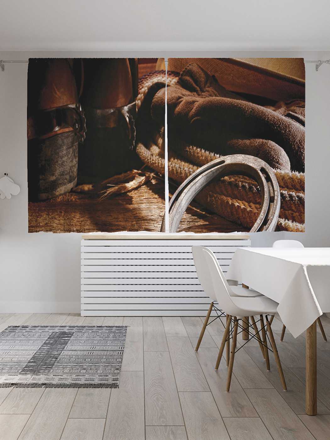 фото Классические шторы joyarty "ковбойская обувь", серия oxford delux, 2 полотна 145x180 см