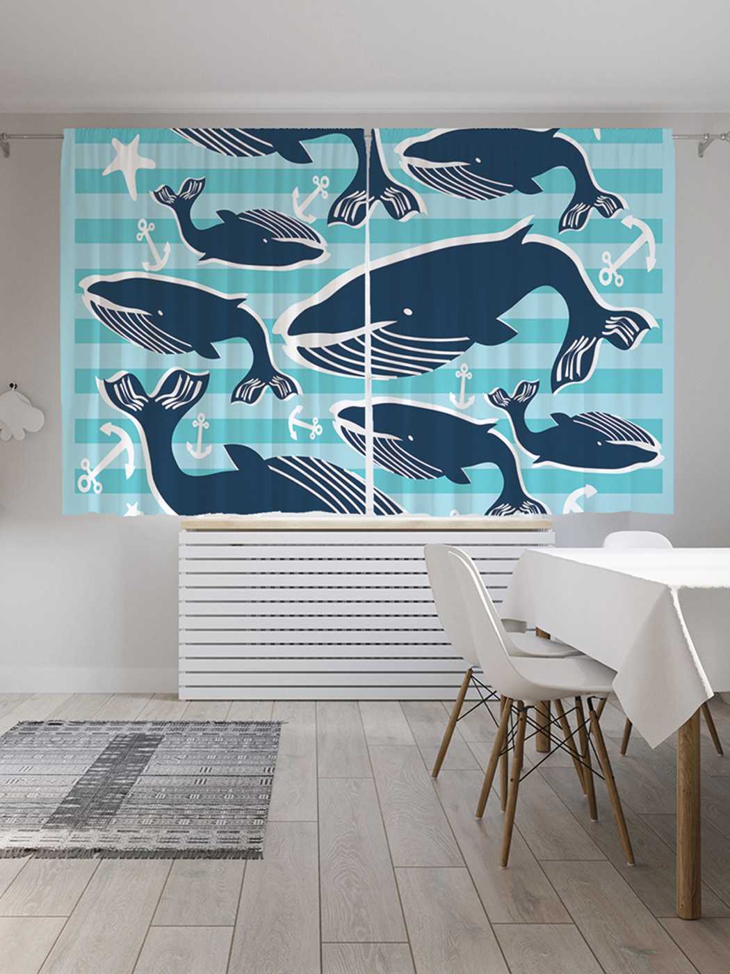 

Классические шторы JoyArty "Танец китов", серия Oxford DeLux, 2 полотна 145x180 см, Танец китов