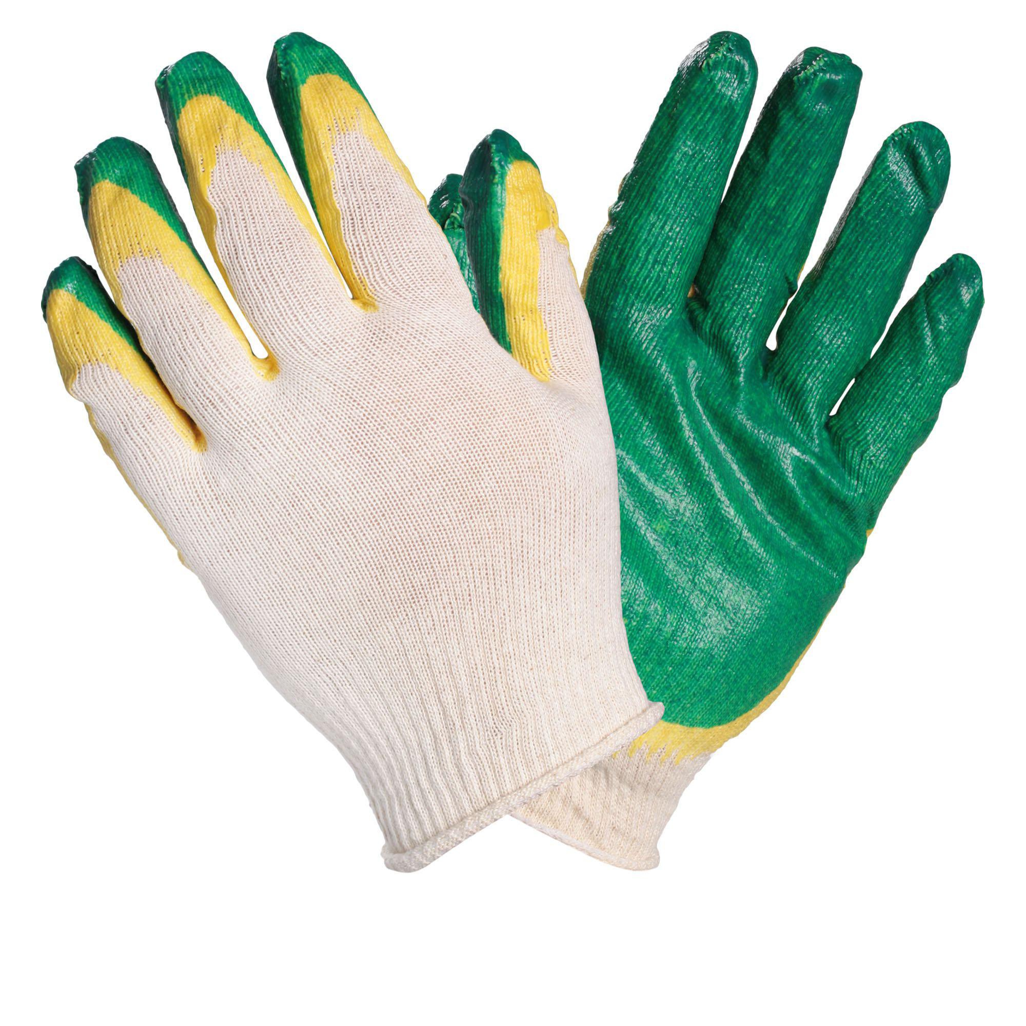 AIRLINE AWGC08 Перчатки ХБ с двойным латексным покрытием ладони, зеленые (1 пара) перчатки хб с пвх мастер чёрные дс 36 пара