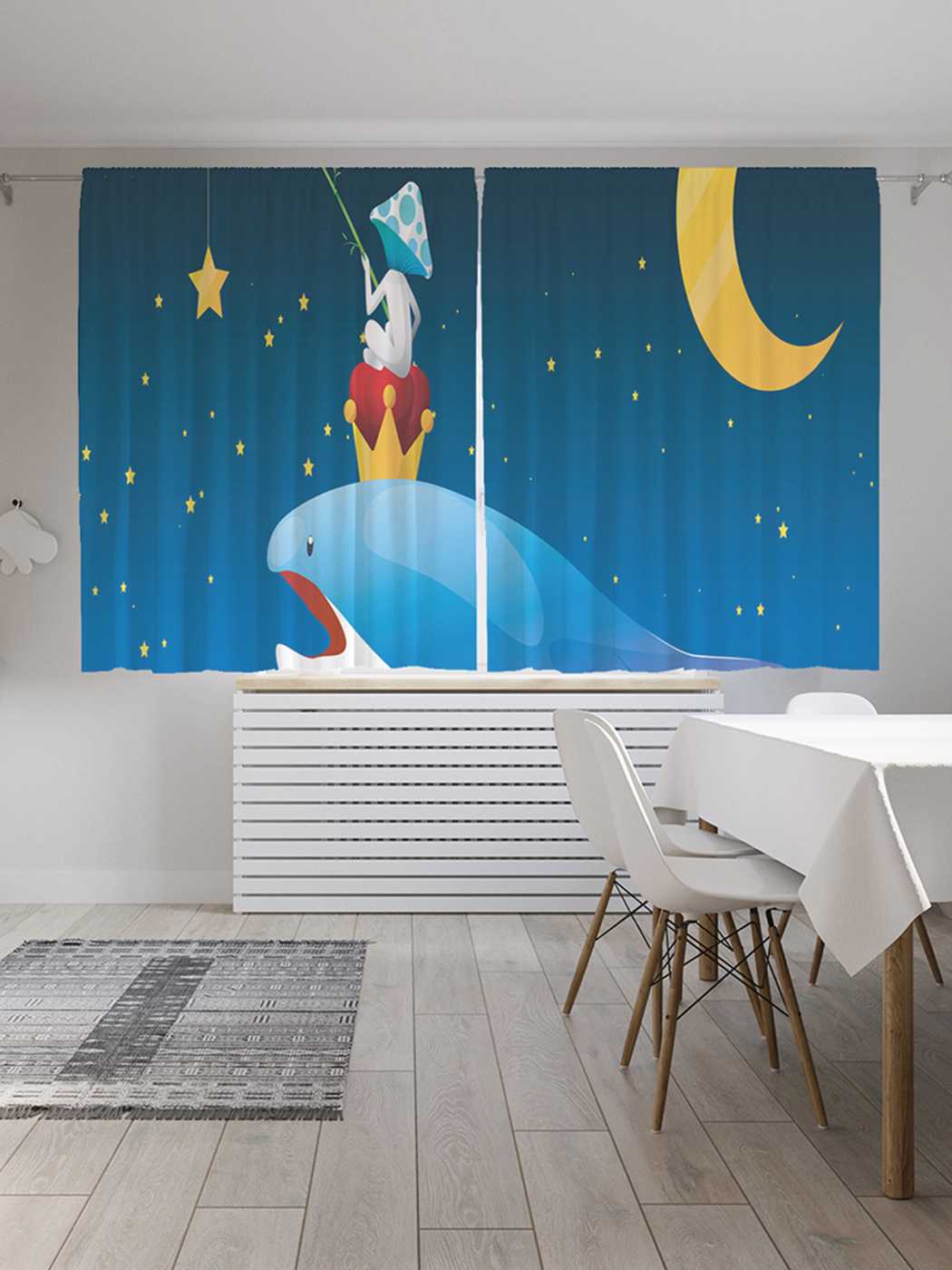 фото Классические шторы joyarty "звездная рыбалка", серия oxford delux, 2 полотна 145x180 см