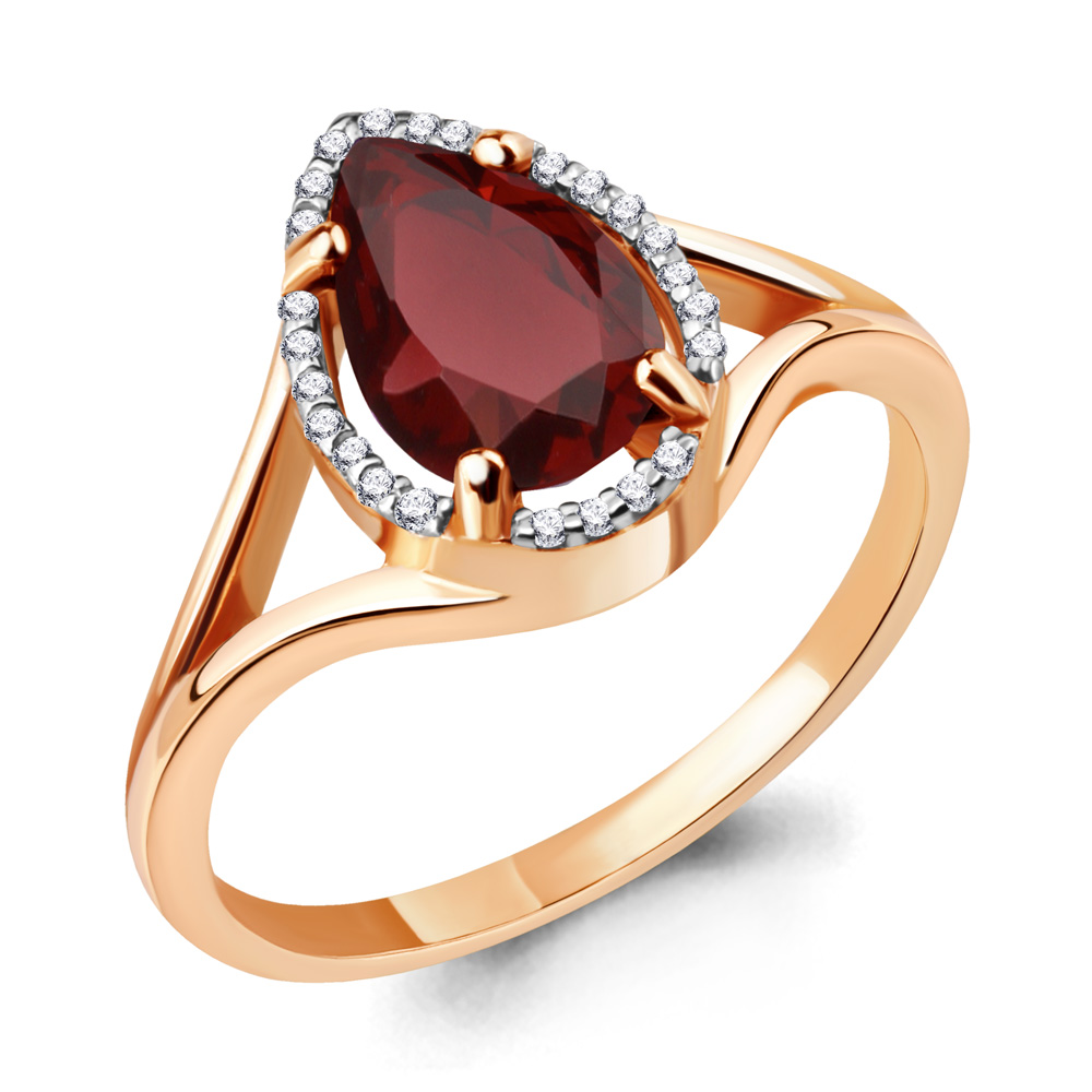 

Кольцо из серебра с гранатом р. 18 Aquamarine 6539103А_925_з, 6539103А_925_з