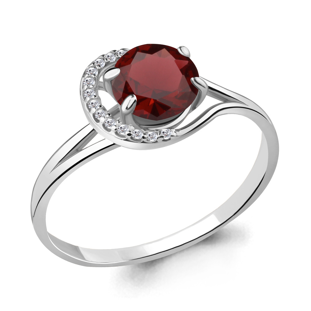 

Кольцо из серебра с гранатом р. 17,5 Aquamarine 6539603А_925_р, 6539603А_925_р