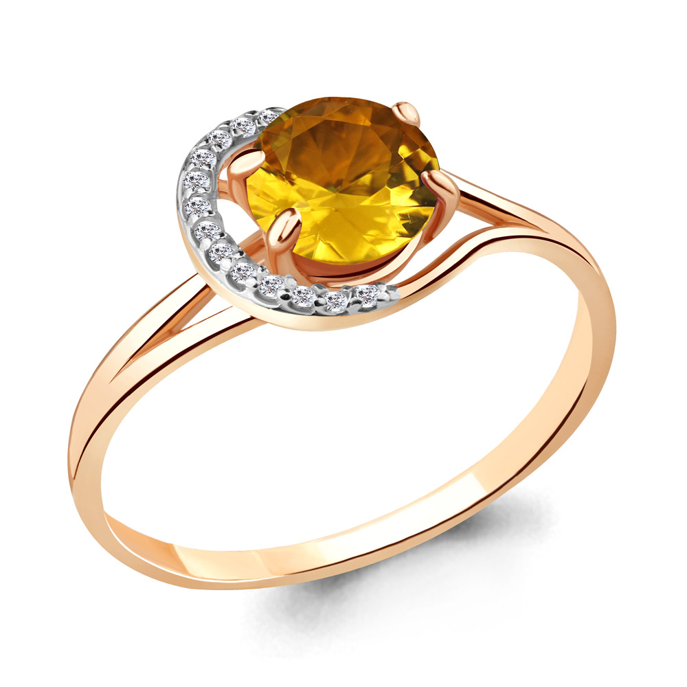 

Кольцо из серебра с цитрином р.  Aquamarine 6539606А_925_з, 6539606А_925_з