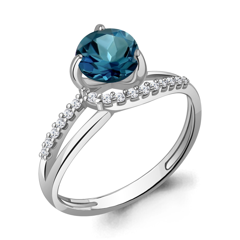 

Кольцо из серебра с топазом р. , Aquamarine 6541208А_925_р, 6541208А_925_р