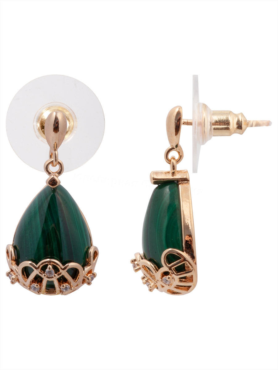 

Серьги из бижутерного сплава Lotus Jewelry 3044E-23ml, малахит/циркон, 3044E-23ml