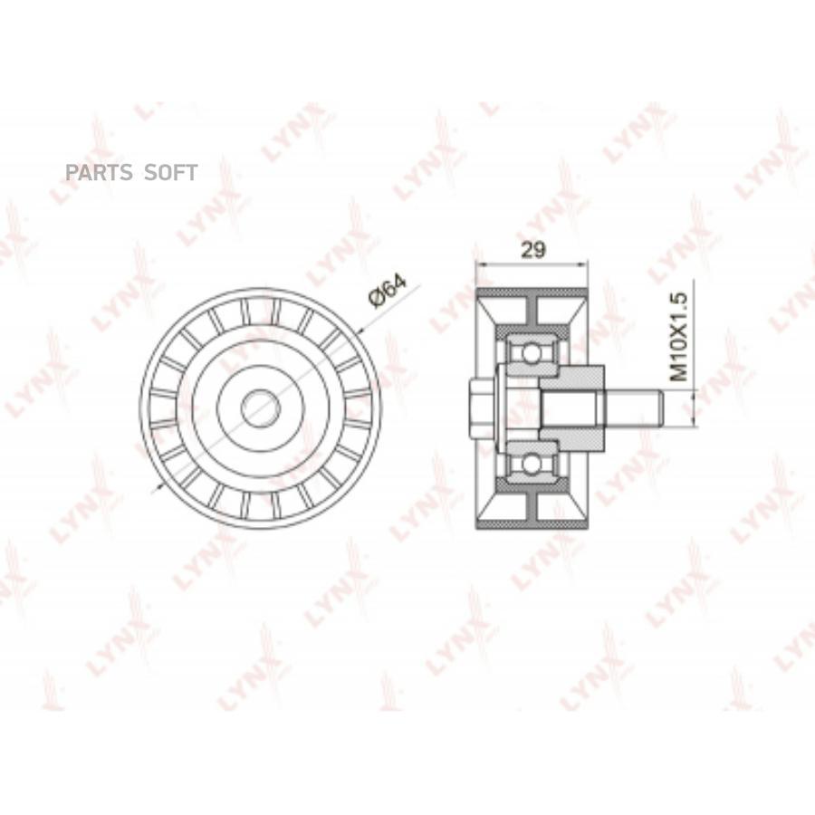 

LYNXAUTO Ролик обводной ремня ГРМ 1шт