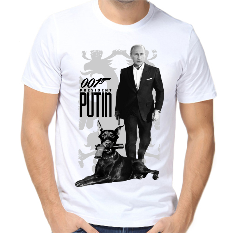 

Футболка мужская белая 46 р-р с Путиным 001 president Putin, Белый, fm_president_putin_001