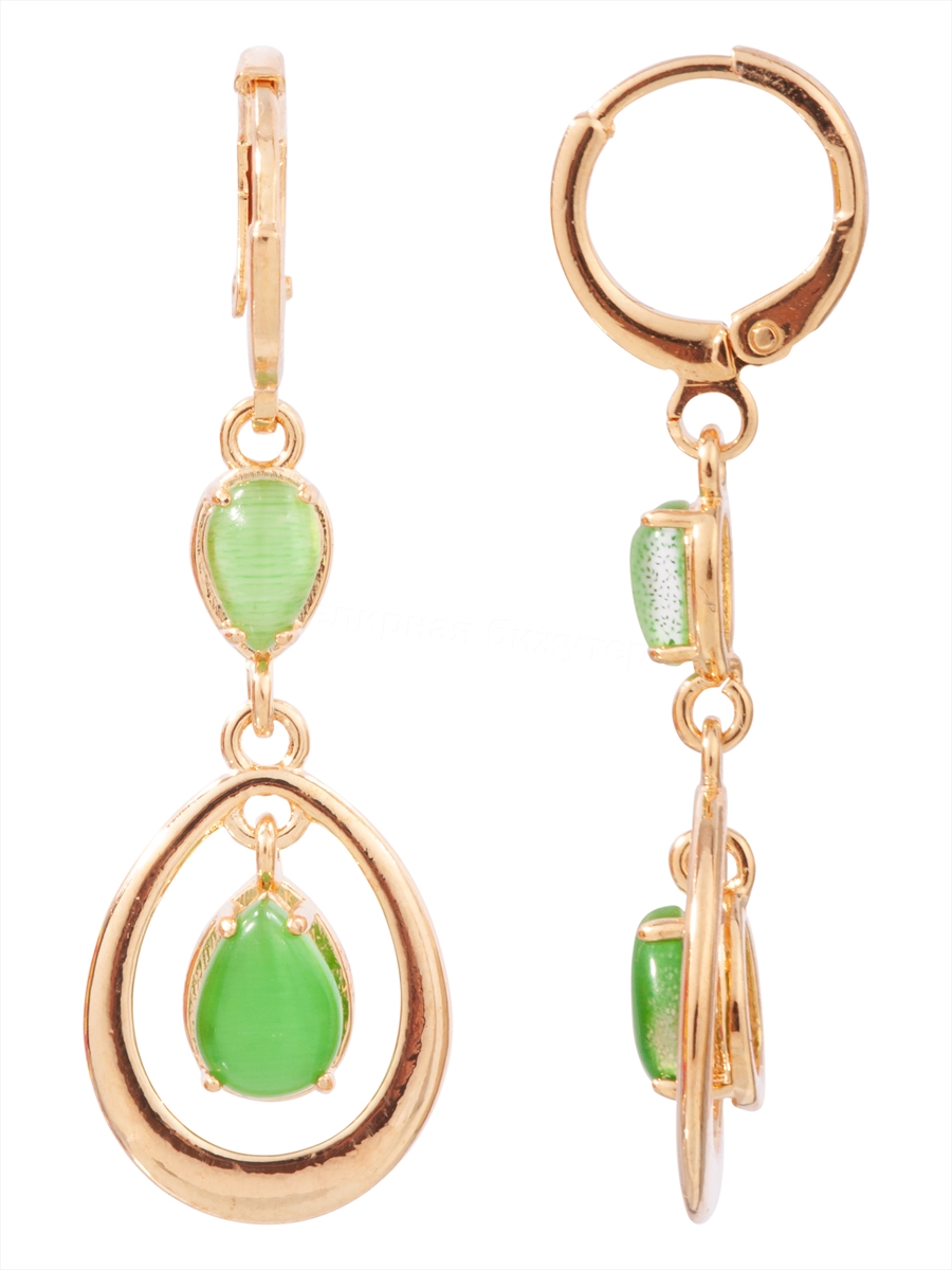 

Серьги из ювелирного сплава Lotus Jewelry 3043E-01Ca-green, кошачий глаз, 3043E-01Ca-green