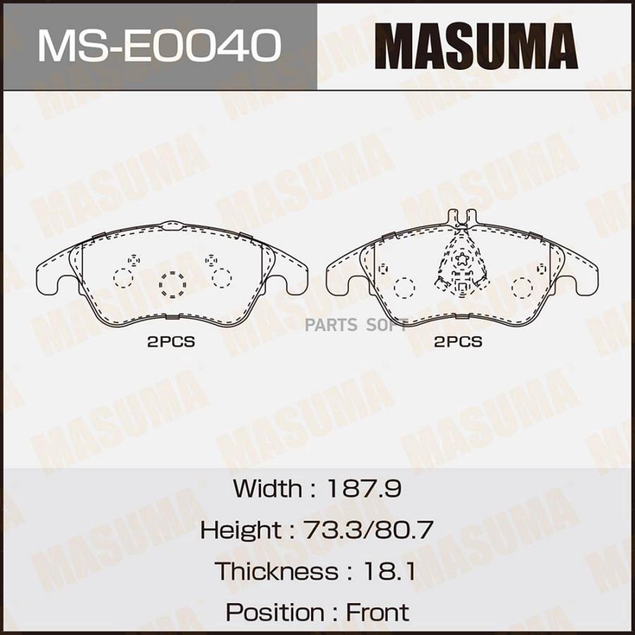 

Тормозные колодки MASUMA дисковые MSE0040