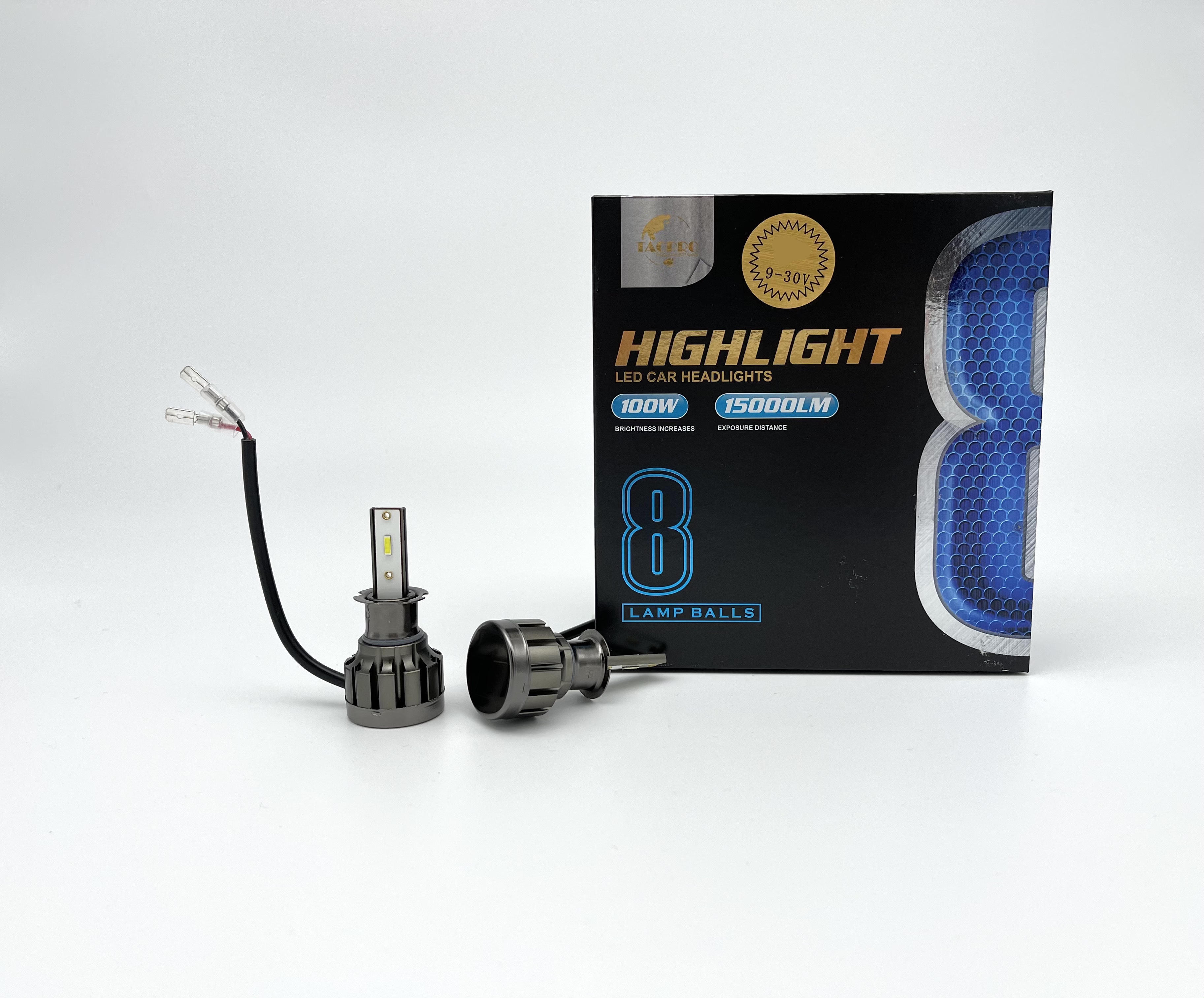 фото Led лампы tacpro tp8 7600lm-6000k-100w/hb3 (9005) nobrand