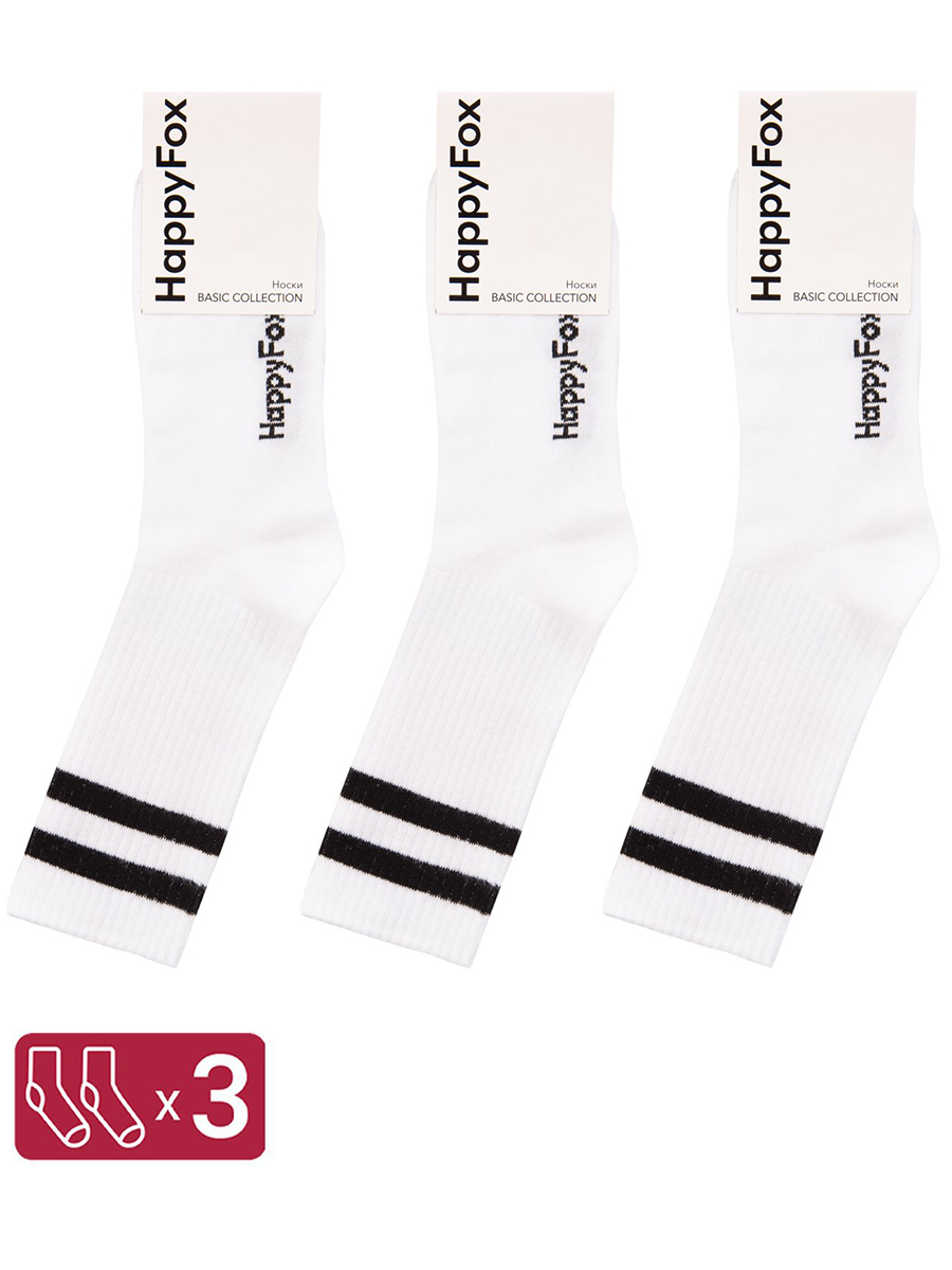 Комплект носков женских HappyFox HFET8002NB белых 23-25, 3 пары