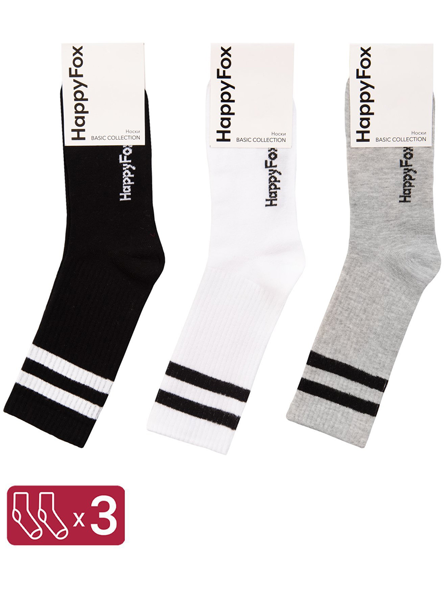 Комплект носков женских HappyFox HFET8002NB разноцветных 23-25, 3 пары