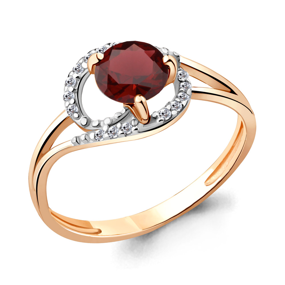 

Кольцо из серебра с гранатом р.  Aquamarine 6541603А_925_з, 6541603А_925_з