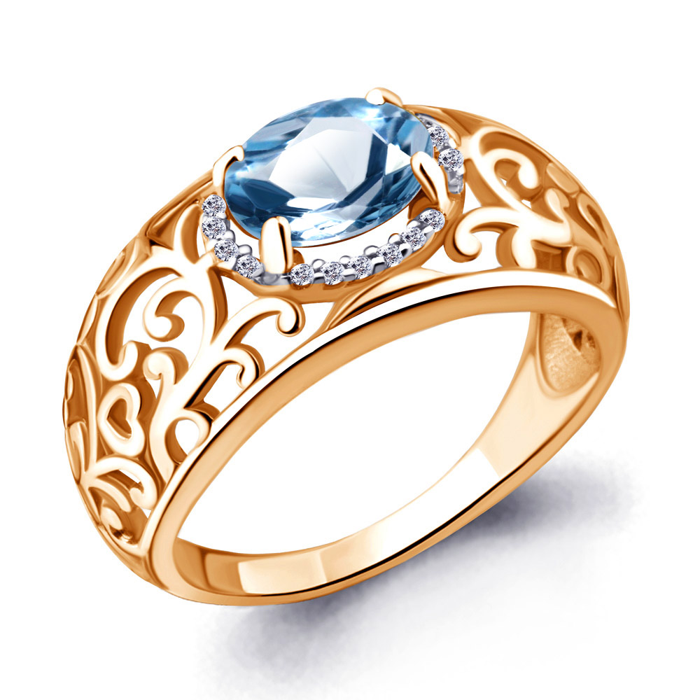 

Кольцо из серебра с топазом р.  Aquamarine 6543405А_925_з, 6543405А_925_з