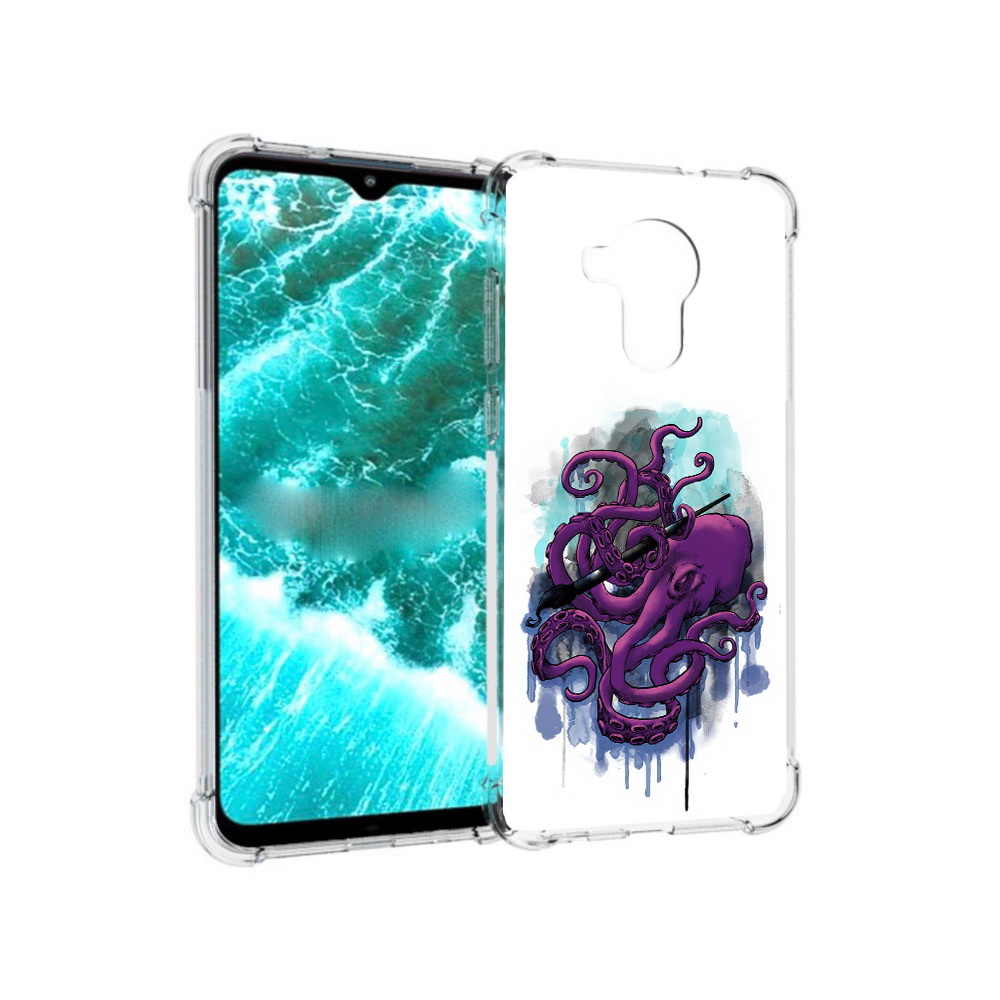 

Чехол MyPads Tocco для Nokia C30 фиолетовый осьминог (PT227054.117.658), Прозрачный, Tocco
