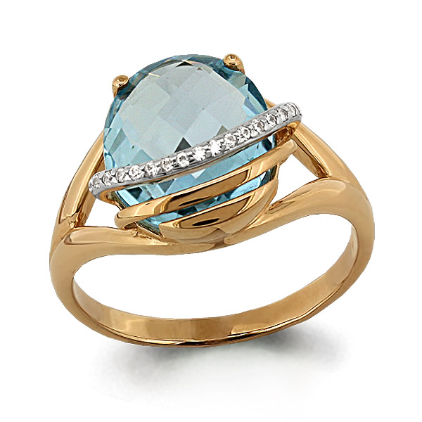 

Кольцо из красного золота с топазом р. 17,5 Aquamarine 6545402А_585_кз, 6545402А_585_кз