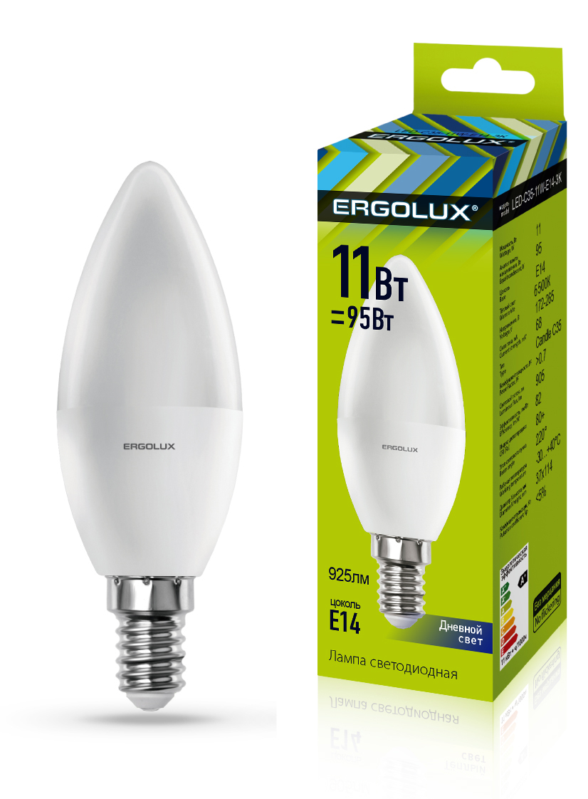 Лампа светодиодная Ergolux LED-C35-11W-E14-6K