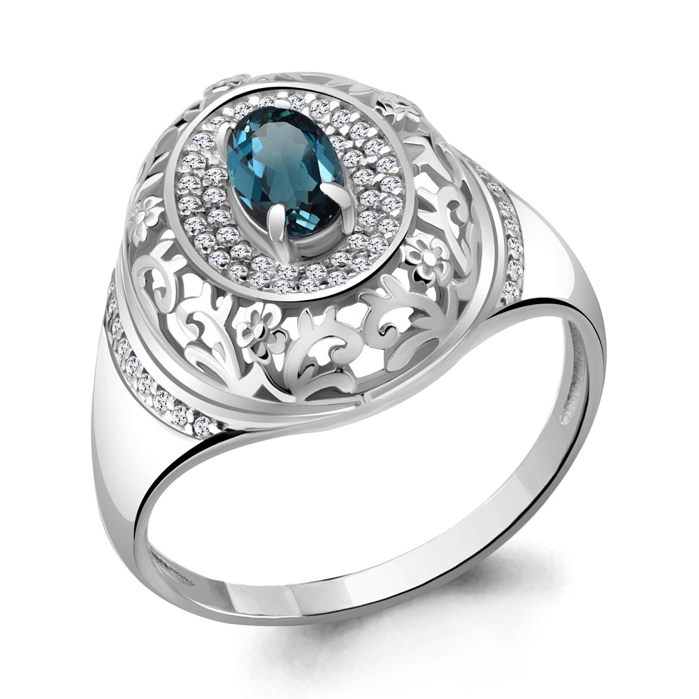 

Кольцо из серебра с топазом р. 17,5 Aquamarine 6545508А_925_р, 6545508А_925_р
