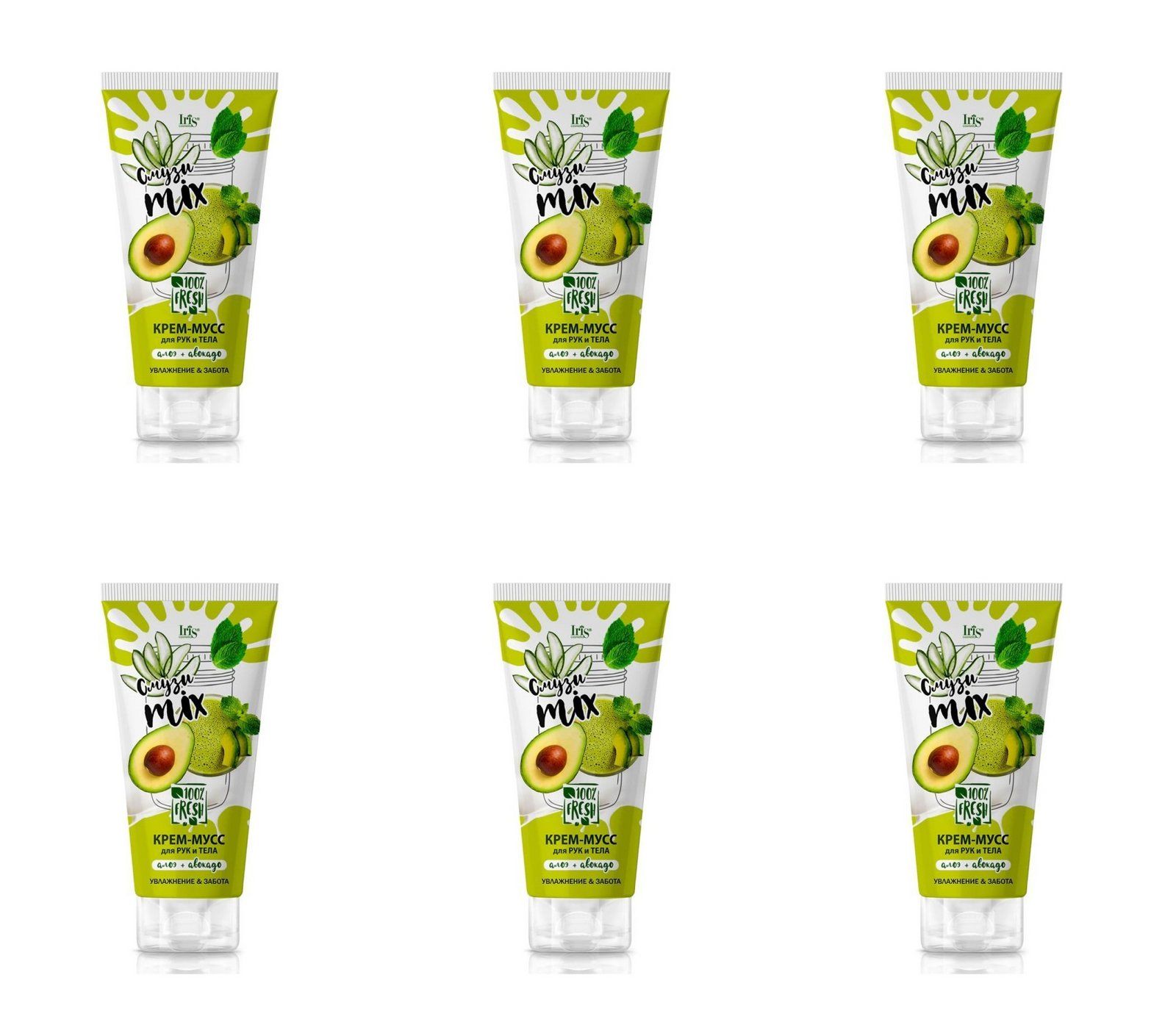

Крем-мусс для рук и тела Iris cosmetic, Смузи miх, Алоэ+авокадо, туба, 180 мл, 6 шт