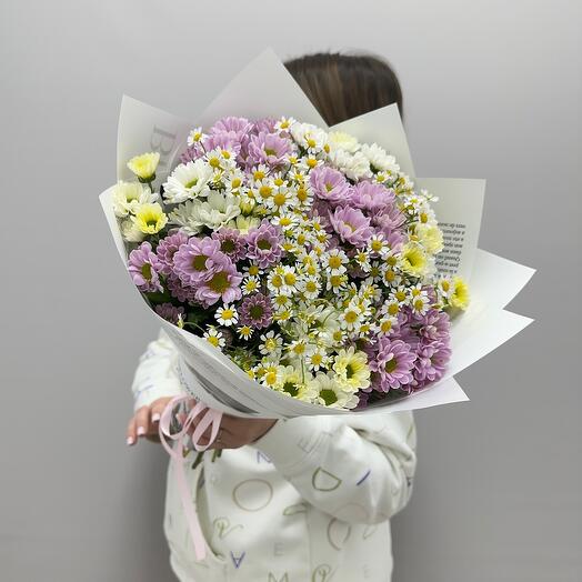 

Букет авторский, Boom Bouquet, танацетум и сантиния, 45см, 13шт, разноцветный