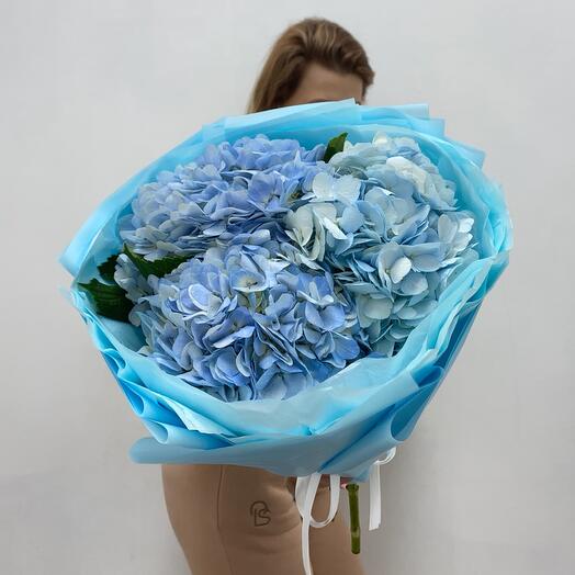 

Букет цветов, Boom Bouquet, гортензия, 3шт, голубой