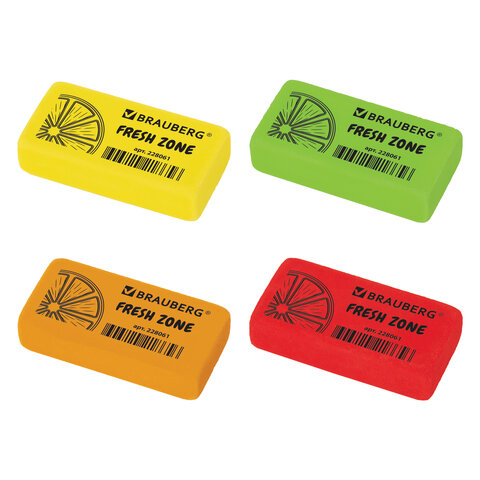 

Ластик Brauberg Fresh Zone, 40х20х10 мм, цвет ассорти, прямоугольный, 228061, 36 шт, Разноцветный